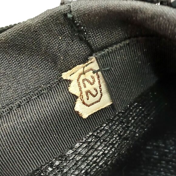 Vintage Black Straw Cloche Hat with Beaded Trim & Bow Accen - Picture 9 of 12